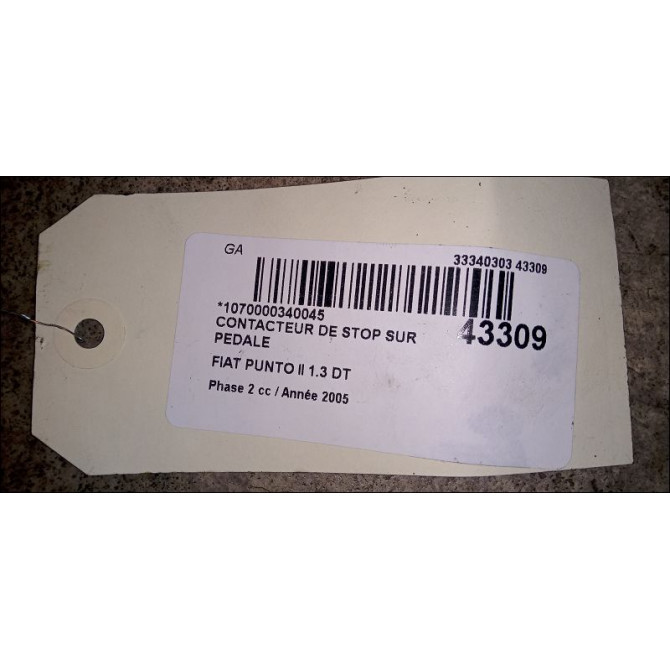 occasion FIAT PUNTO II Phase 2 05-2003->10-2009 1.3 DT MULTIJET 16v 70ch 2