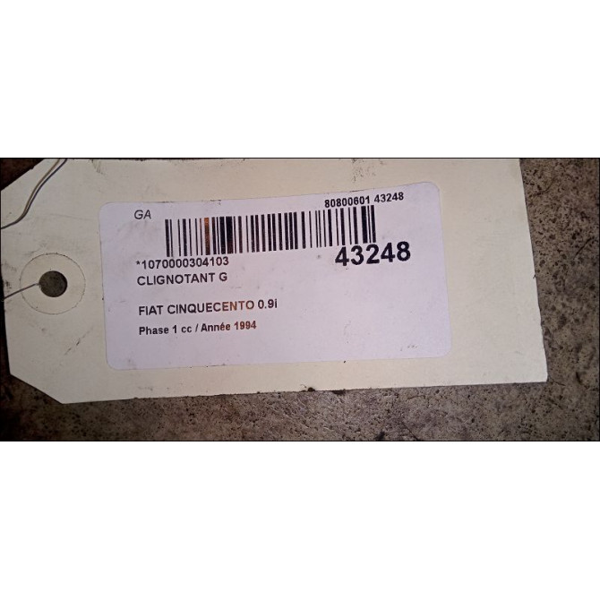 Clignotant gauche occasion FIAT CINQUECENTO Phase 1 07-1992->09-1998 0.9i 40ch 46411407 3