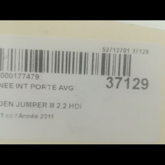 Poignee int porte avg occasion CITROEN JUMPER III Phase 1 06-2006->... 2.2 HDi 100ch 911761 3