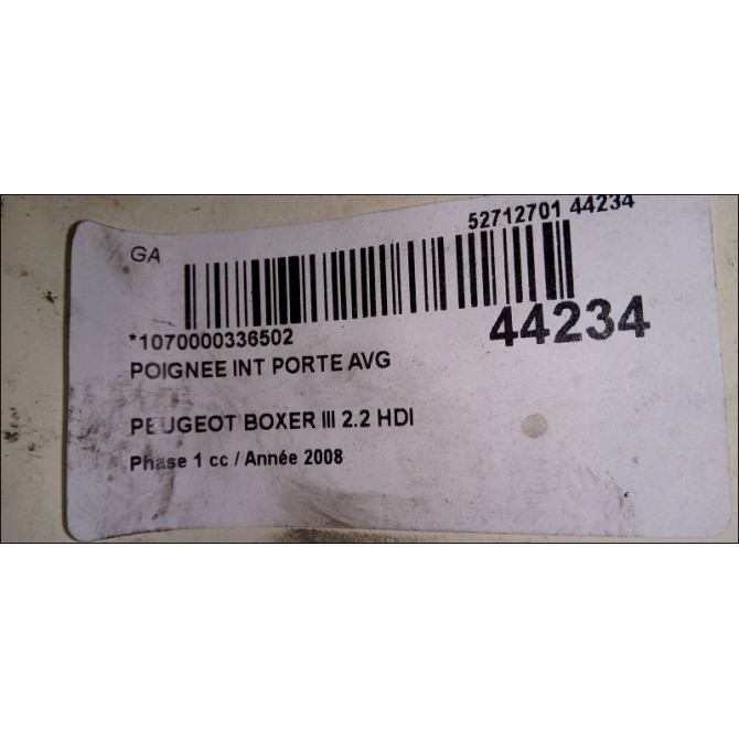 Poignee int porte avg occasion PEUGEOT BOXER III Phase 1 06-2006->... 2.2 HDI 100ch 911761 3