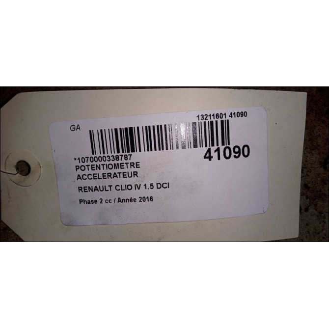 Potentiometre accelerateur occasion RENAULT CLIO IV Phase 2 08-2016->... 1.5 DCI 75ch 2