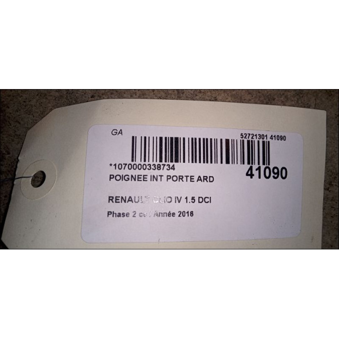 Poignee int porte ard occasion RENAULT CLIO IV Phase 2 08-2016->... 1.5 DCI 75ch 3