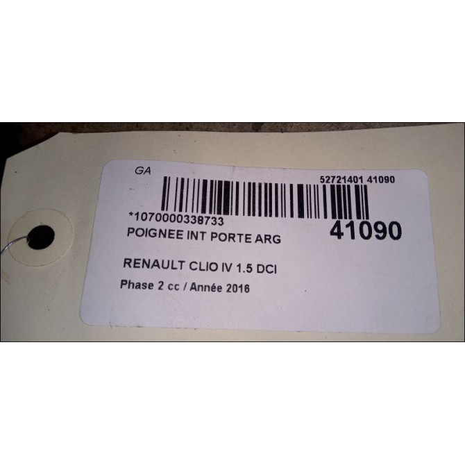 Poignee int porte arg occasion RENAULT CLIO IV Phase 2 08-2016->... 1.5 DCI 75ch 3