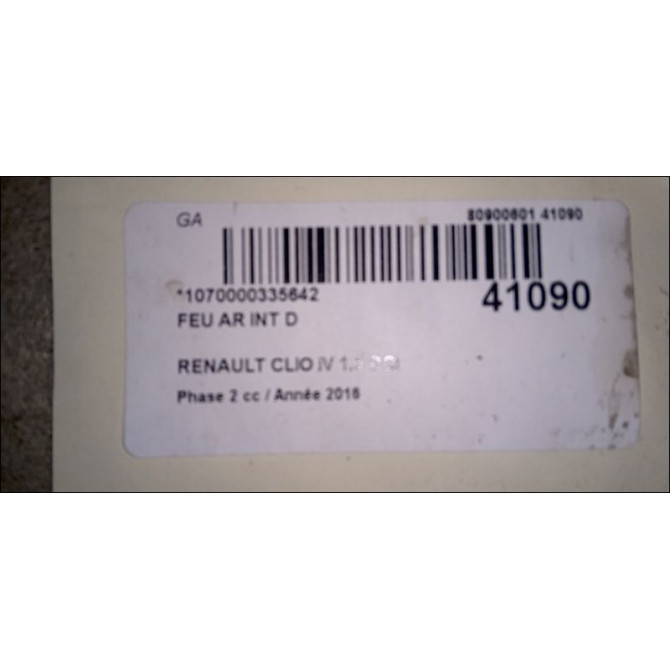 Feu arrière intérieur droit occasion RENAULT CLIO IV Phase 2 08-2016->... 1.5 DCI 75ch 3