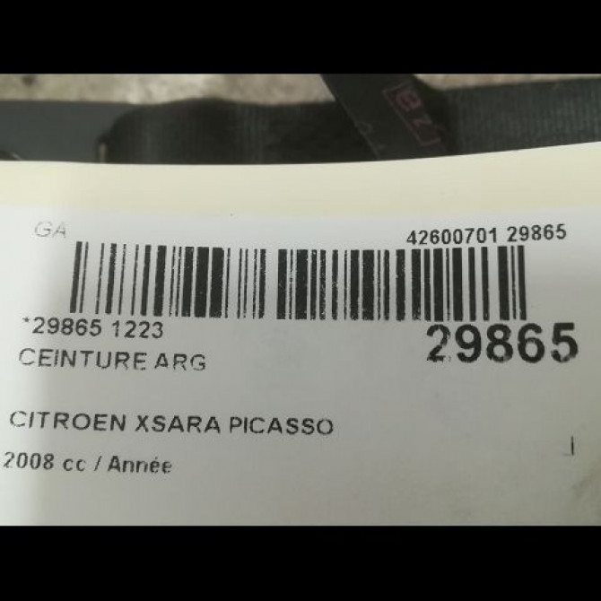 Ceinture arrière gauche occasion CITROEN XSARA PICASSO Phase 2 02-2004->12-2010 00008973SA 4