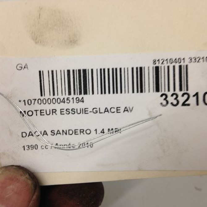 Moteur essuie-glace avant occasion DACIA SANDERO I Phase 1 06-2008->10-2012 1.2 16v 75ch 8200619512 4