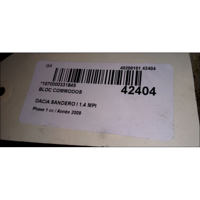 Bloc commodos occasion DACIA SANDERO I Phase 1 06-2008->10-2012 1.4 MPI 75ch 3