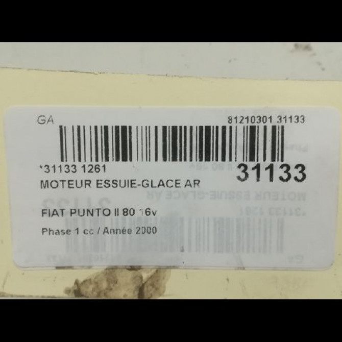 Moteur essuie-glace arrière occasion FIAT PUNTO II Phase 1 10-1999->05-2003 80 16v 46523872 4