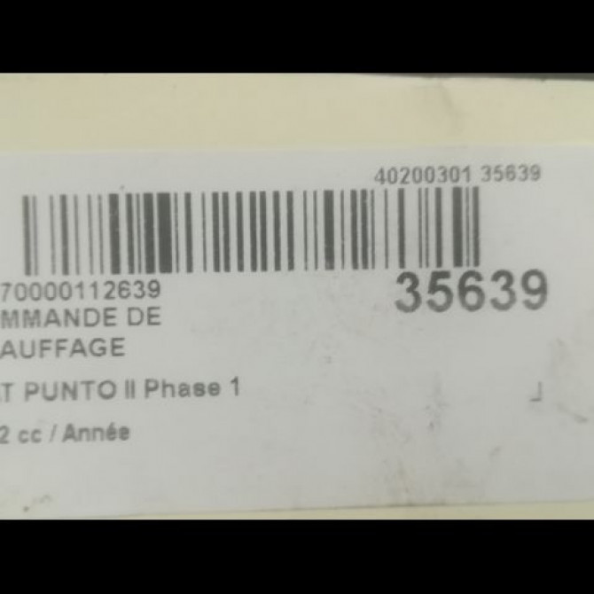 Commande de chauffage occasion FIAT PUNTO II Phase 1 10-1999->05-2003 46770822 3