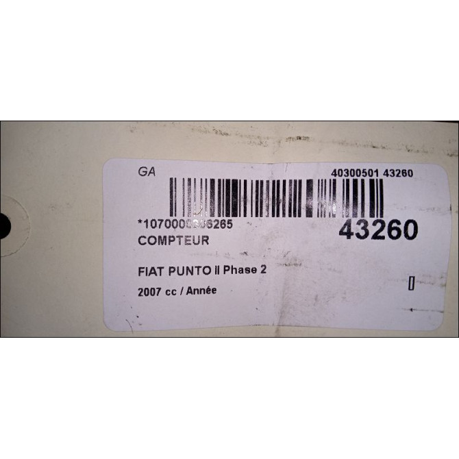 Compteur occasion FIAT PUNTO II Phase 2 05-2003->10-2009 51744552 3