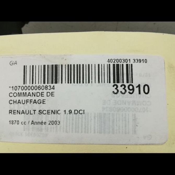 Commande de chauffage occasion RENAULT SCENIC I Phase 2 08-1999->06-2003 5