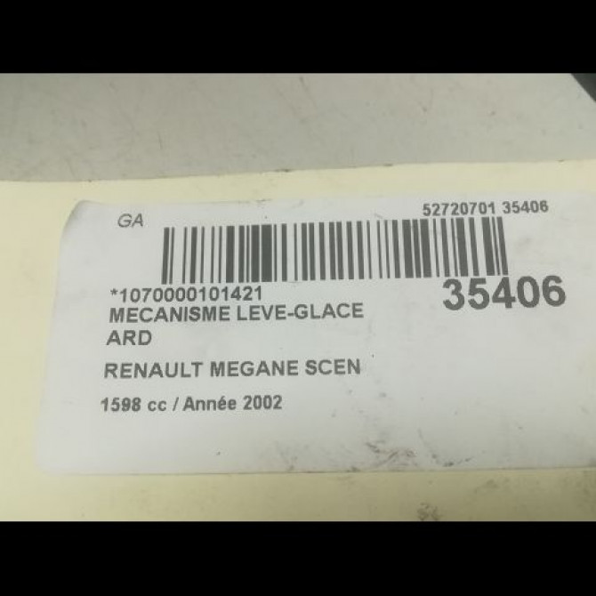 Mecanisme leve-glace arrière droit occasion RENAULT SCENIC I Phase 2 08-1999->06-2003 1.6i 107ch 7700437155 3