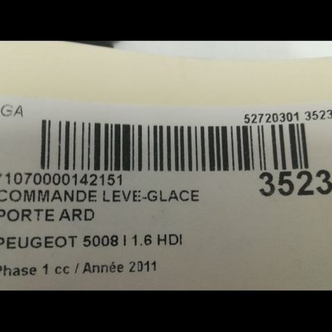 Commande leve-glace porte arrière droite occasion PEUGEOT 5008 I Phase 1 11-2009->12-2013 1.6 HDI 112ch 6490RK 3
