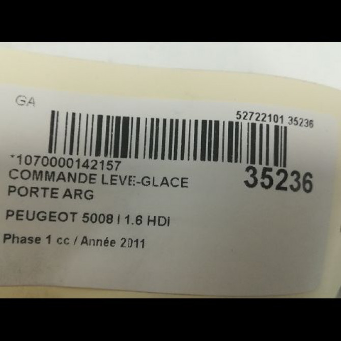 Commande leve-glace porte arrière gauche occasion PEUGEOT 5008 I Phase 1 11-2009->12-2013 1.6 HDI 112ch 6490RK 3