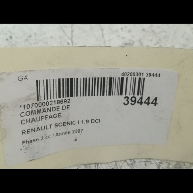 Commande de chauffage occasion RENAULT SCENIC I Phase 2 08-1999->06-2003 1.9 DCI 100ch 3