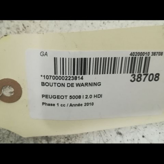 Bouton de warning occasion PEUGEOT 5008 I Phase 1 11-2009->12-2013 2.0 HDI 150ch 2