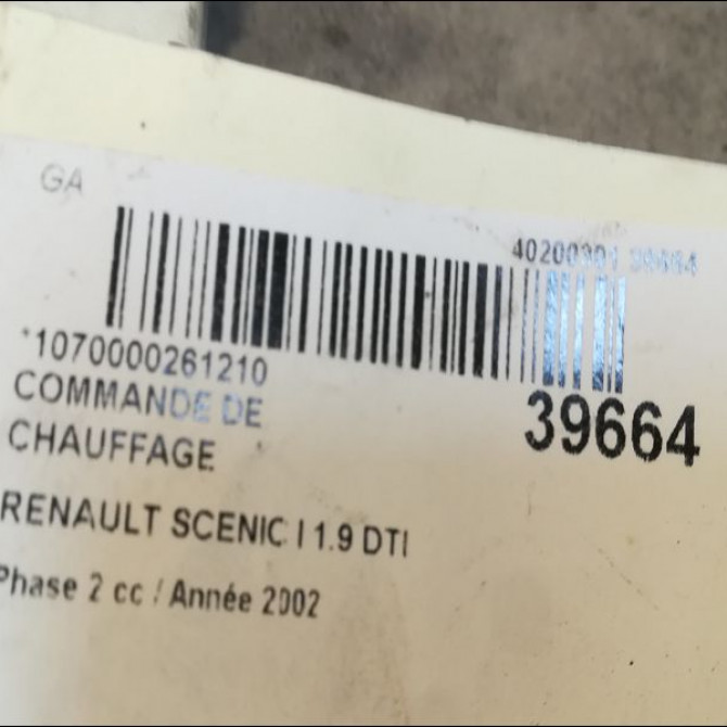 Commande de chauffage occasion RENAULT SCENIC I Phase 2 08-1999->06-2003 1.9 DTI 80ch 3