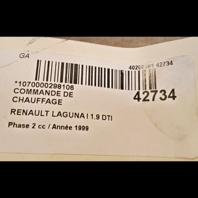 Commande de chauffage occasion RENAULT LAGUNA I Phase 2 04-1998->11-2000 1.9 DTI 3