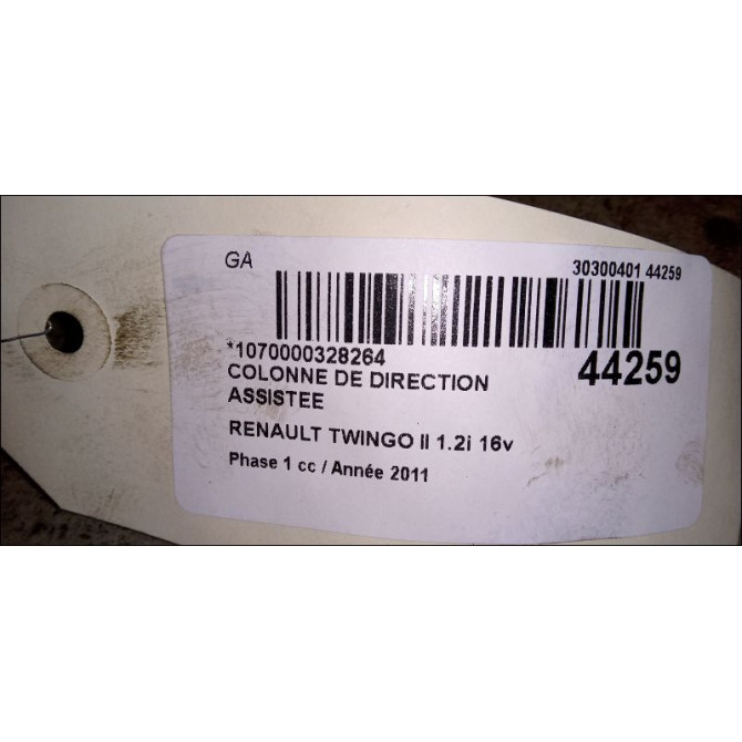 Colonne de direction assistee occasion RENAULT TWINGO II Phase 1 06-2007->11-2011 1.2i 16v 75ch 488100338R 8