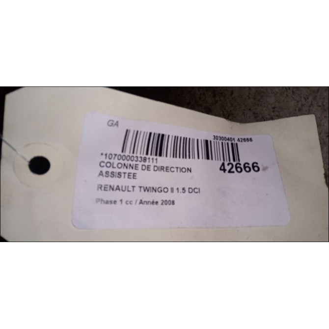 Colonne de direction assistee occasion RENAULT TWINGO II Phase 1 06-2007->11-2011 1.5 DCI 65ch 488106304R 3