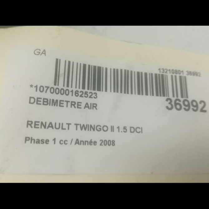 Debimetre air occasion RENAULT TWINGO II Phase 1 06-2007->11-2011 1.5 DCI 65ch 3