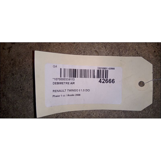 Debimetre air occasion RENAULT TWINGO II Phase 1 06-2007->11-2011 1.5 DCI 65ch 3