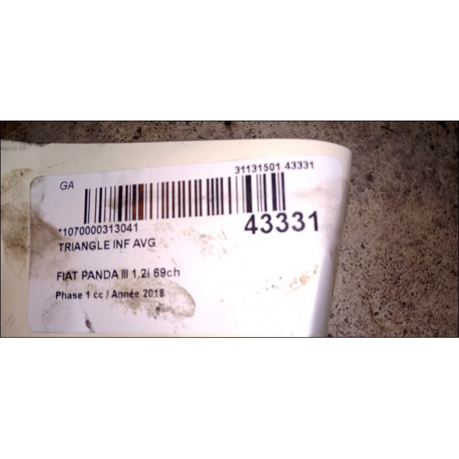Triangle inf avg occasion FIAT PANDA III Phase 1 01-2012->... 1.2i 69ch 52013960 3