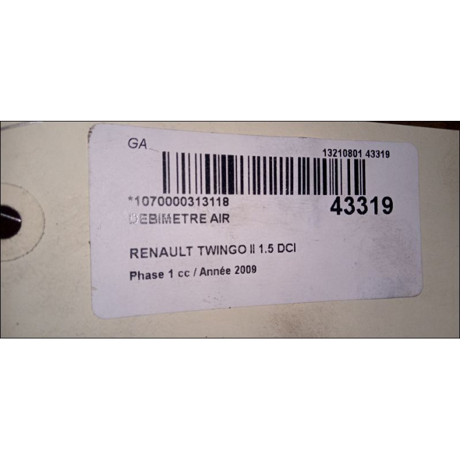 Debimetre air occasion RENAULT TWINGO II Phase 1 06-2007->11-2011 1.5 DCI 65ch 3