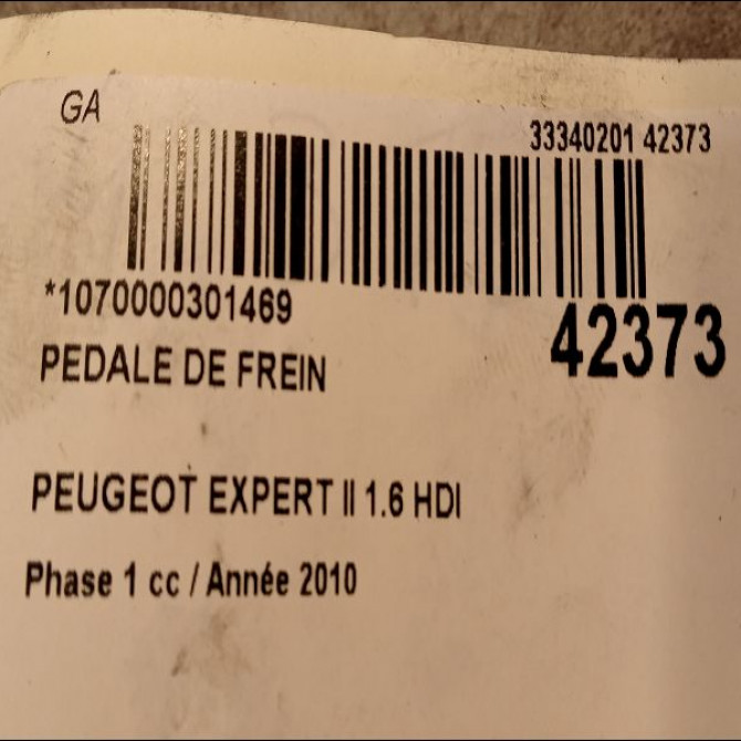 Pedale de frein occasion PEUGEOT EXPERT II Phase 1 01-2007->... 1.6 HDI 90ch 4501X1 2