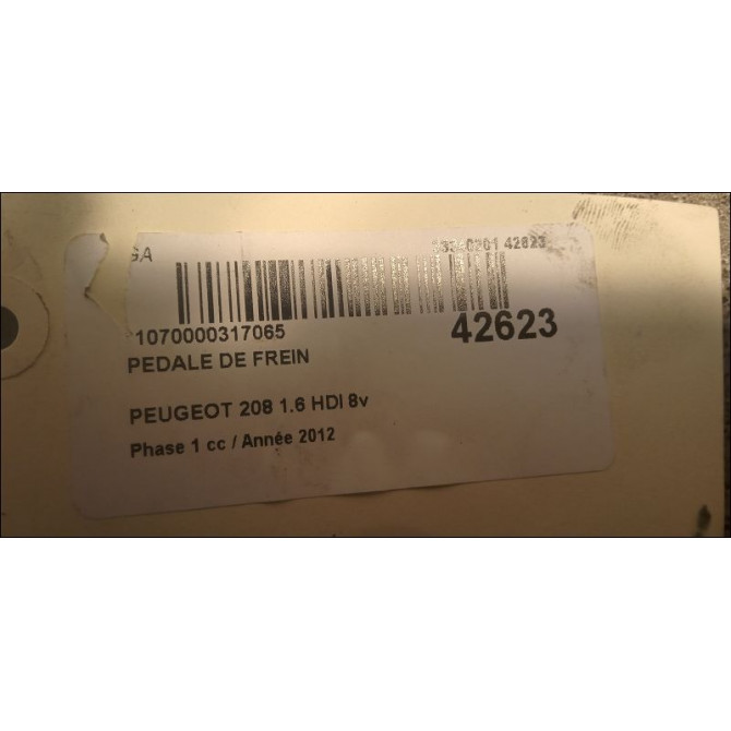 Pedale de frein occasion PEUGEOT 208 208 Phase 1 2012-03-01->2015-09-30 1.6 HDI 8v 115ch 4501AV 2
