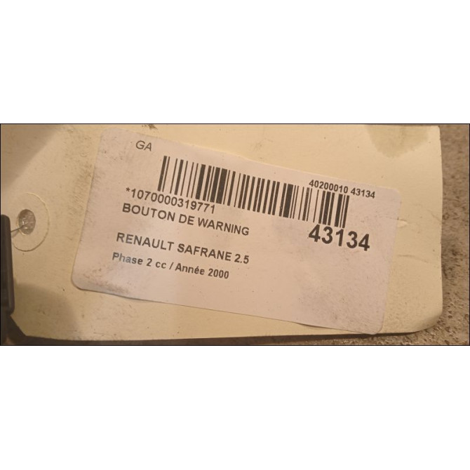 Bouton de warning occasion RENAULT SAFRANE Phase 2 09-1996->08-2000 2.5 7700808032 2