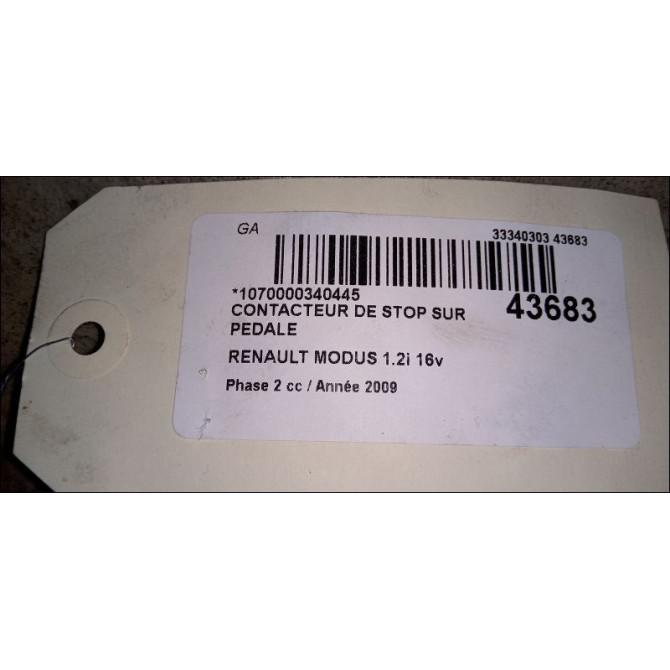 occasion RENAULT MODUS Phase 2 01-2008->12-2012 1.2i 16v 75ch 3