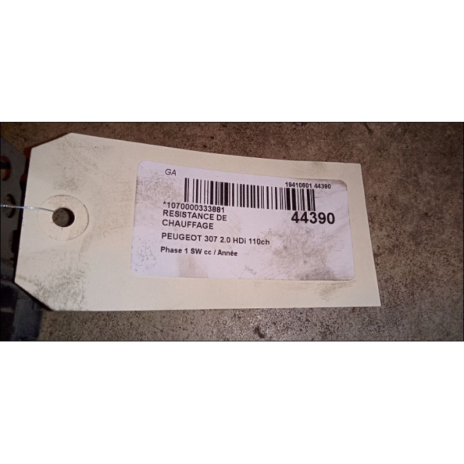Resistance de chauffage occasion PEUGEOT 307 Phase 1 SW 03-2002->07-2004 2.0 HDi 110ch 3