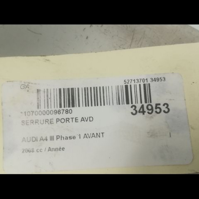 Serrure porte avd occasion AUDI A4 II Phase 2 09-2004->04-2008 8E1837016AA 5