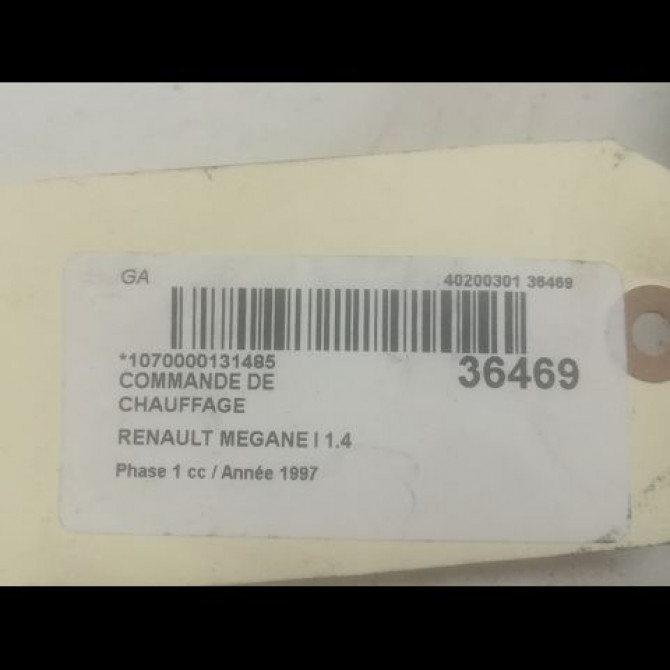 Commande de chauffage occasion RENAULT MEGANE I Phase 1 11-1995->03-1999 1.4 7701041844 3