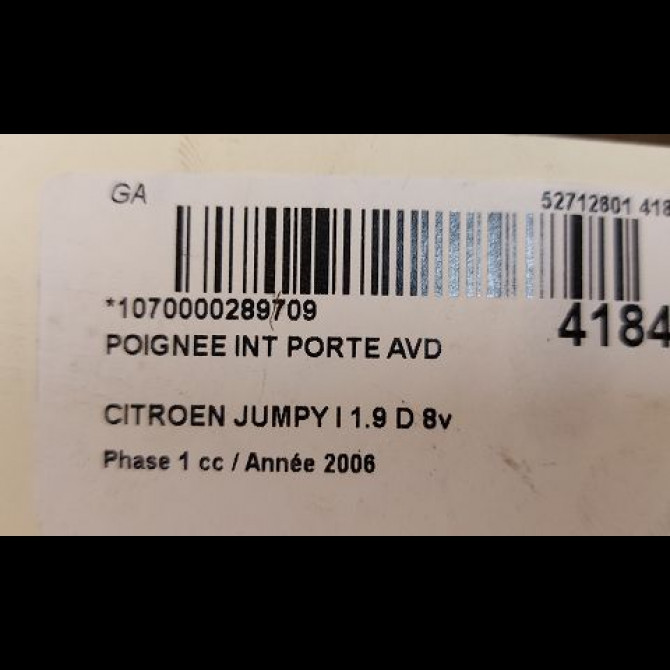 Poignee int porte avd occasion CITROEN JUMPY I Phase 1 09-1995->12-2003 1.9 D 8v 70ch 914450 3