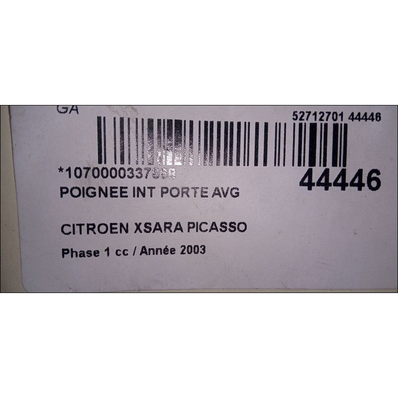 POIGNEE INT PORTE AVG CITROEN XSARA PICASSO (N68) 2.0 HDi 9143F2