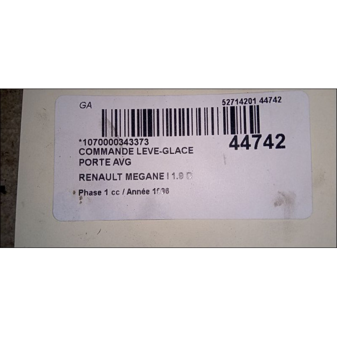 Commande lève-glace porte avant gauche occasion RENAULT MEGANE I Phase 1 11-1995->03-1999 1.9 D 7700838101 4