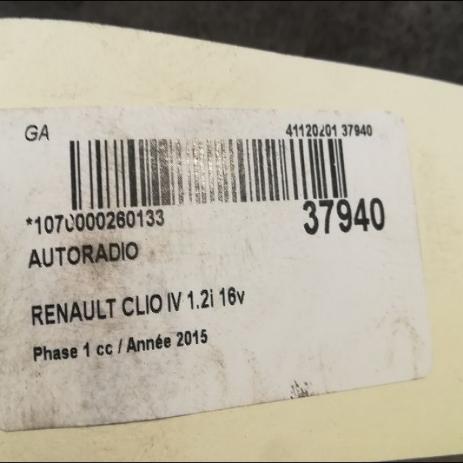 Autoradio occasion RENAULT CLIO IV Phase 1 07-2012->... 1.2i 16v 75ch 281150830R 3