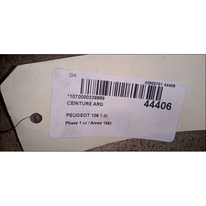 Ceinture arrière gauche occasion PEUGEOT 106 Phase 1 09-1991->04-1996 1.0i 2