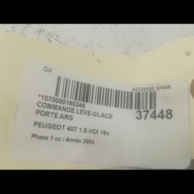 Commande leve-glace porte arrière gauche occasion PEUGEOT 407 Phase 1 04-2004->07-2008 1.6 HDI 16v 6554E8 3