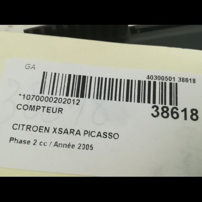 Compteur occasion CITROEN XSARA PICASSO Phase 2 02-2004->12-2010 1.6i 16v 6105VZ 3