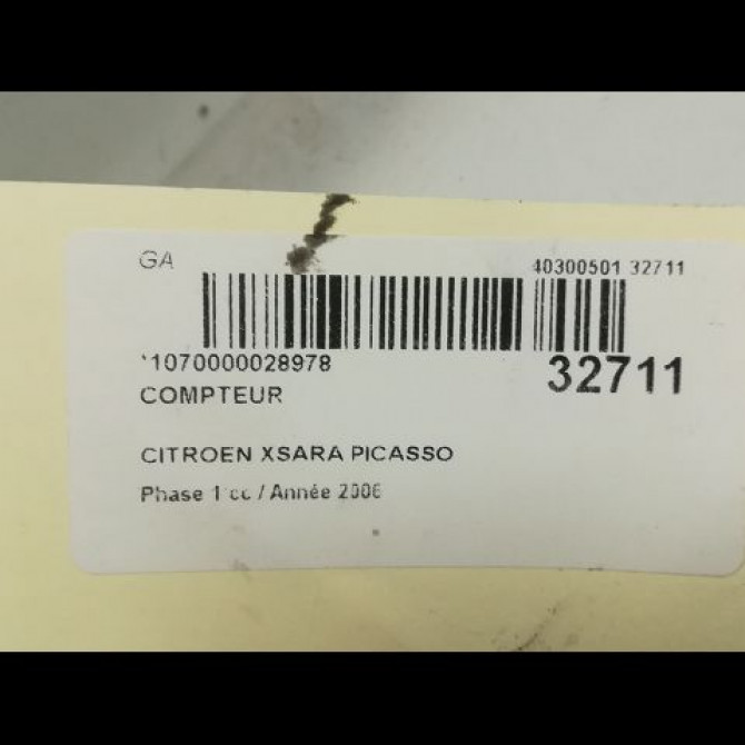 Compteur occasion CITROEN XSARA PICASSO Phase 1 12-1999->02-2004 1.6 HDi 16v 110ch 6105WC 4