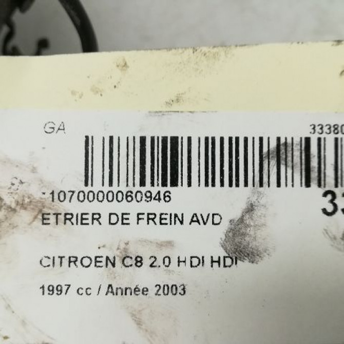 Etrier de frein avant droit occasion CITROEN C8 Phase 1 06-2002->... 2.0 HDi 16v 110ch 4401C7 4