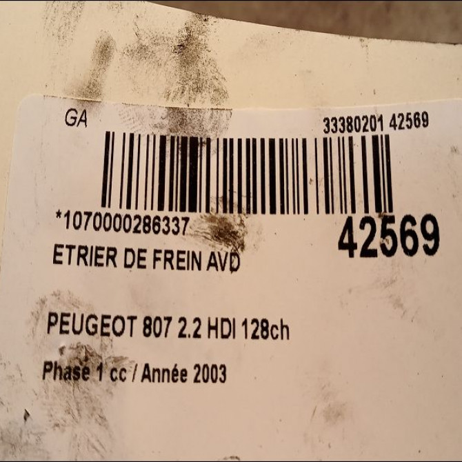 Etrier de frein avant droit occasion PEUGEOT 807 Phase 1 06-2002->12-2014 2.2 HDI 128ch 4401C7 3