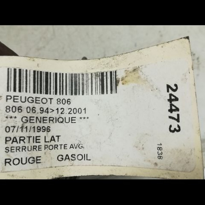 Serrure porte avg occasion PEUGEOT 806 Phase 1 06-1994->12-2001 9135H9 4