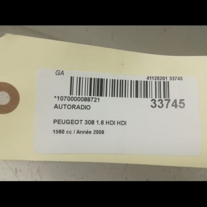 Autoradio occasion PEUGEOT 308 I Phase 1 09-2007->03-2011 1.6 HDI 16v 90ch BLUE LION 16077683XH 3