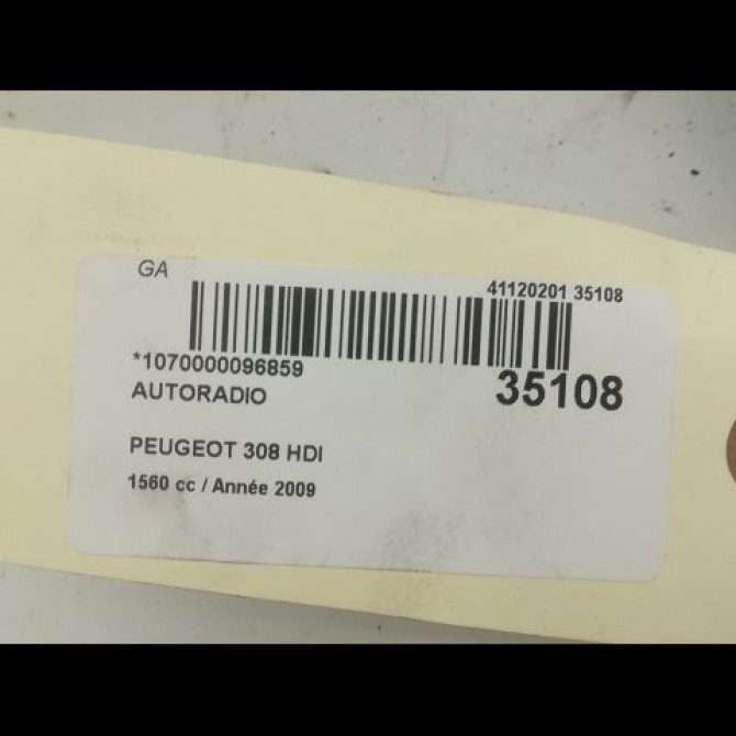 Autoradio occasion PEUGEOT 308 I Phase 1 09-2007->03-2011 1.6 HDI 16v 90ch 16077683XH 3