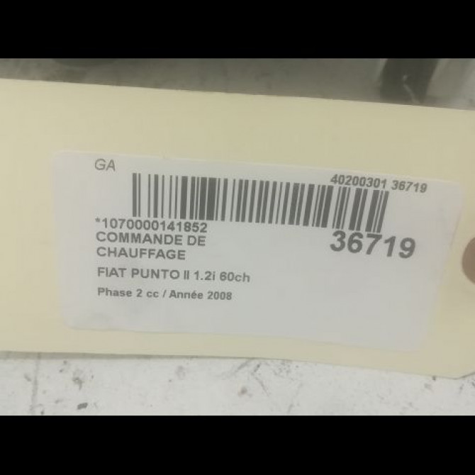 Commande de chauffage occasion FIAT PUNTO II Phase 2 05-2003->10-2009 1.2i 60ch 735340630 3