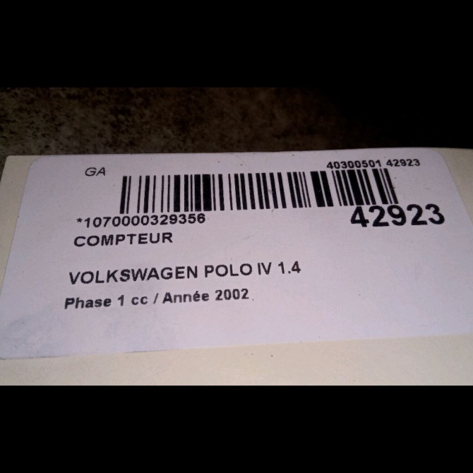 Compteur occasion VOLKSWAGEN POLO IV Phase 1 01-2002->05-2005 1.4 TDI 75ch 6Q0920820LX00N 3